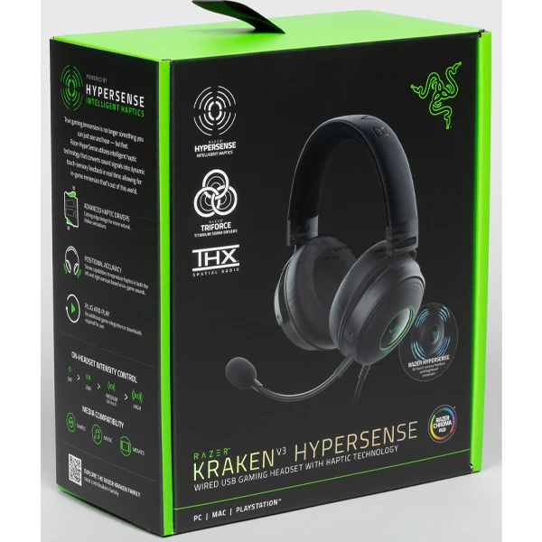 هدست گیمینگ سیمی ریزر مدل Kraken V3 HyperSense - نمای محصول