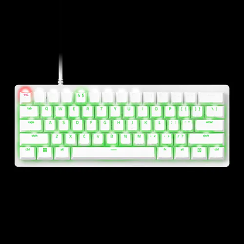 کیبورد گیمینگ ۶۰ درصد ریزر مدل Huntsman V3 Pro Mini با سوئیچ آنالوگ رنگ سفید - نمای محصول